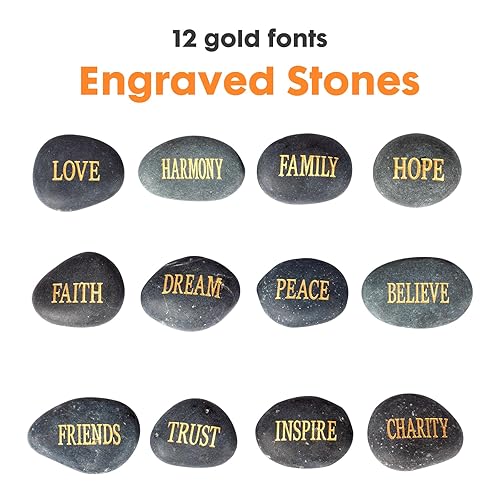 Miniatura 6 de Barelove 12 piedras inspiradoras grabadas inspiradoras para fomentar la fe, oración, piedras de jardín pulidas, regalos únicos y reflexivos, ideales