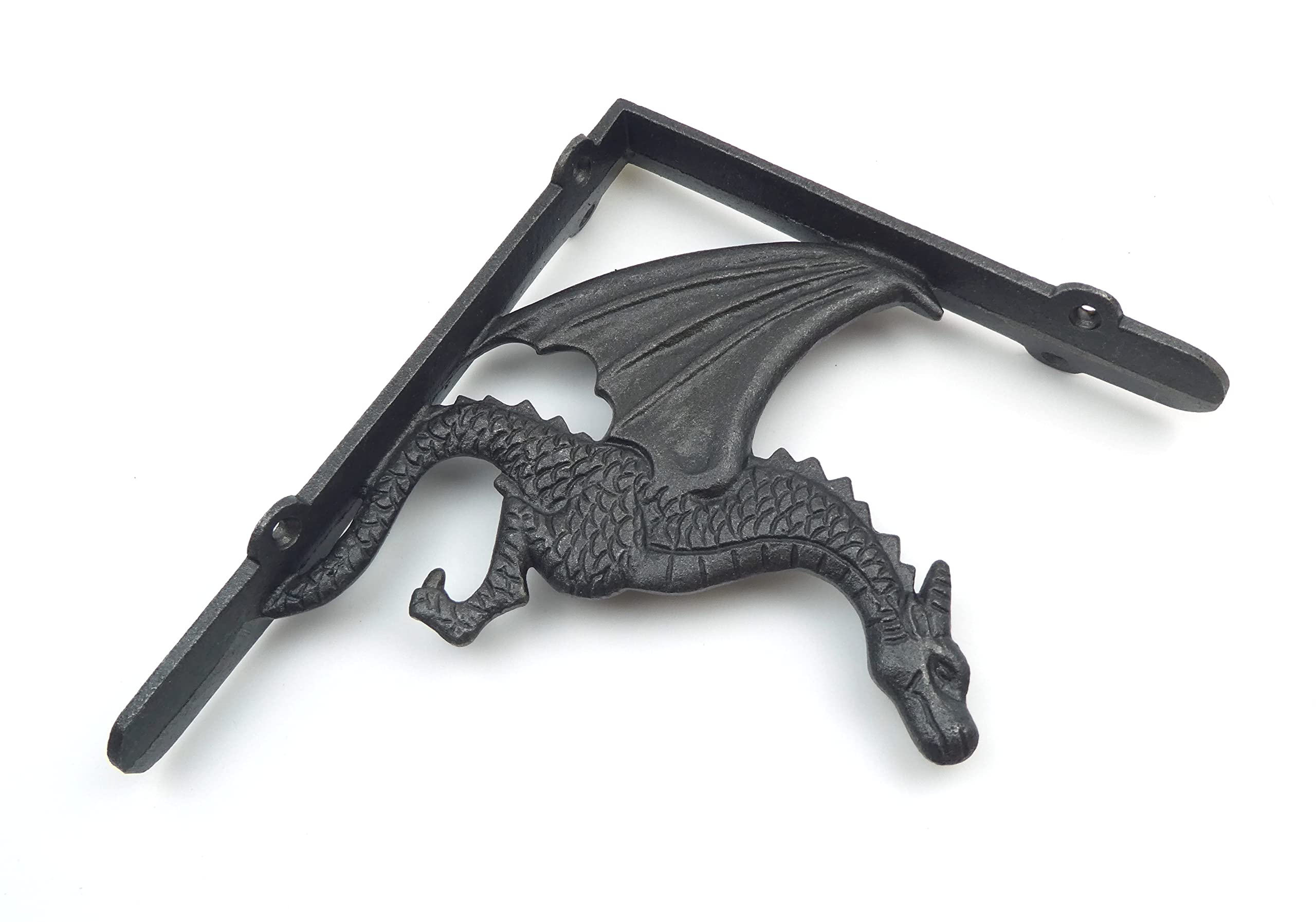 Coppia di staffe per mensole in ghisa con drago alato, 180 mm x 210 mm