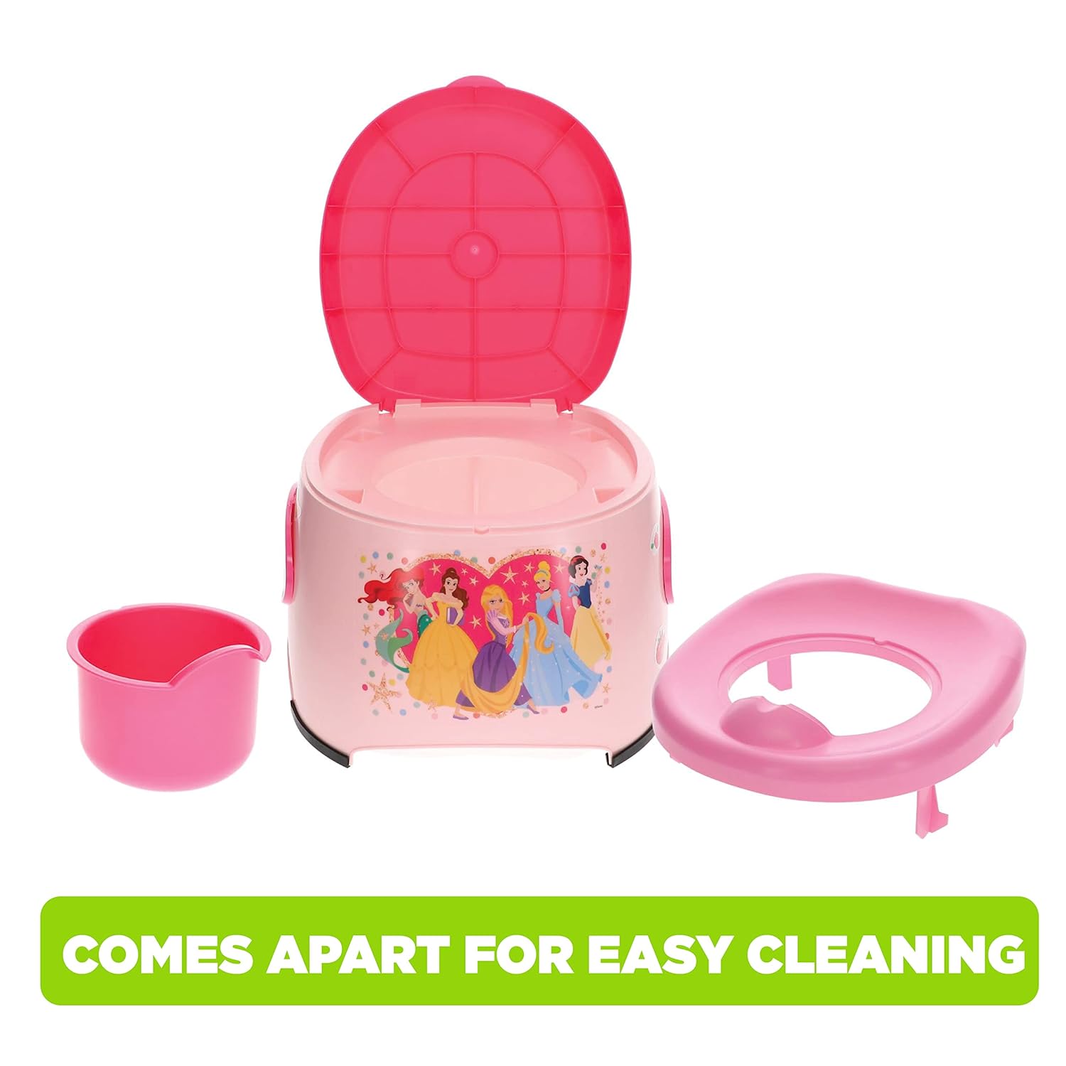 Disney Princess 3-in-1 Potty Training System for Toilet Training Kids, Multi-Stage Potty Training - Floor Potty, Detachable Potty Ring, Step Stool | Toilet Seat for Kids and Toddlers - Image 6