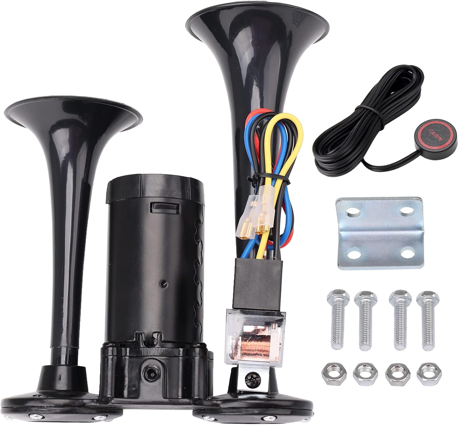 FARBIN Black Air Horn for Truck Train Horn for Car Loud Car Horn with