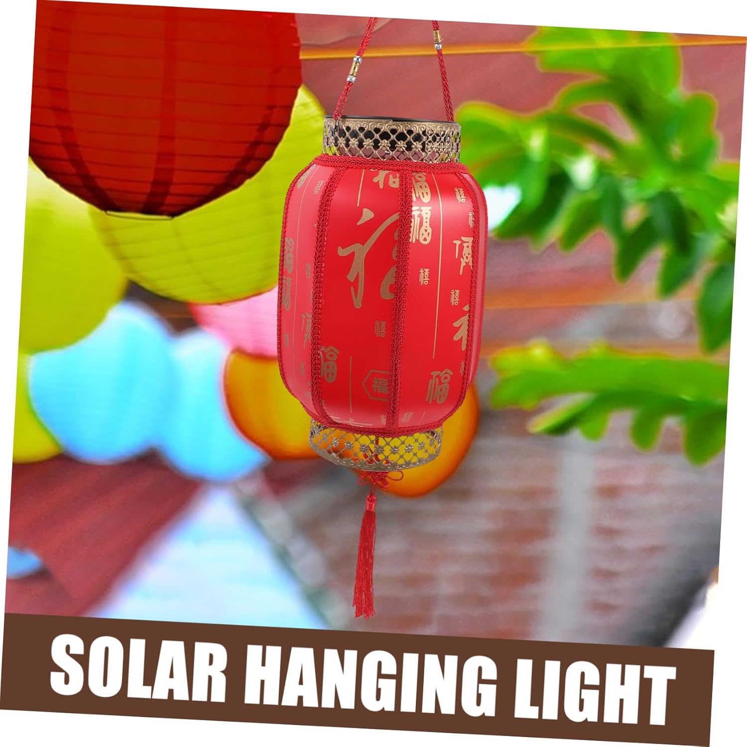 Solar Powered Red Lantern Outdoor Hanging Solar Lantern for Garden Balcony Durable Weather Resistant Landscape Lamp with Energy Saving LED for Festival Decoration