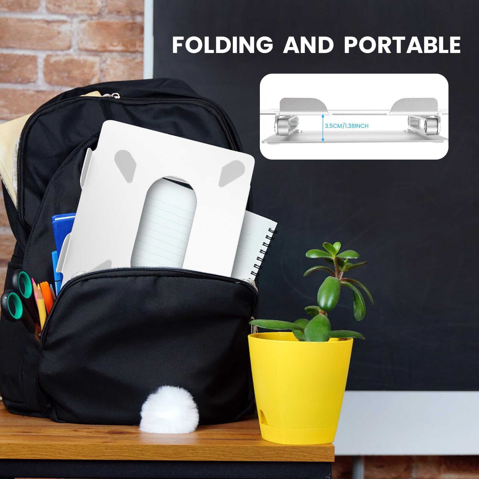 Soporte ergonómico de aluminio para computadora portátil, altura ajustable, elevador plegable para laptop de 10 a 17 pulgadas (plateado)