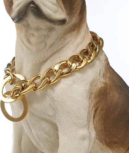 Collar dorado para perro, cadena NK P, resistente, acero inoxidable, collar de entrenamiento para caminar, para perros pequeños, medianos y grandes,