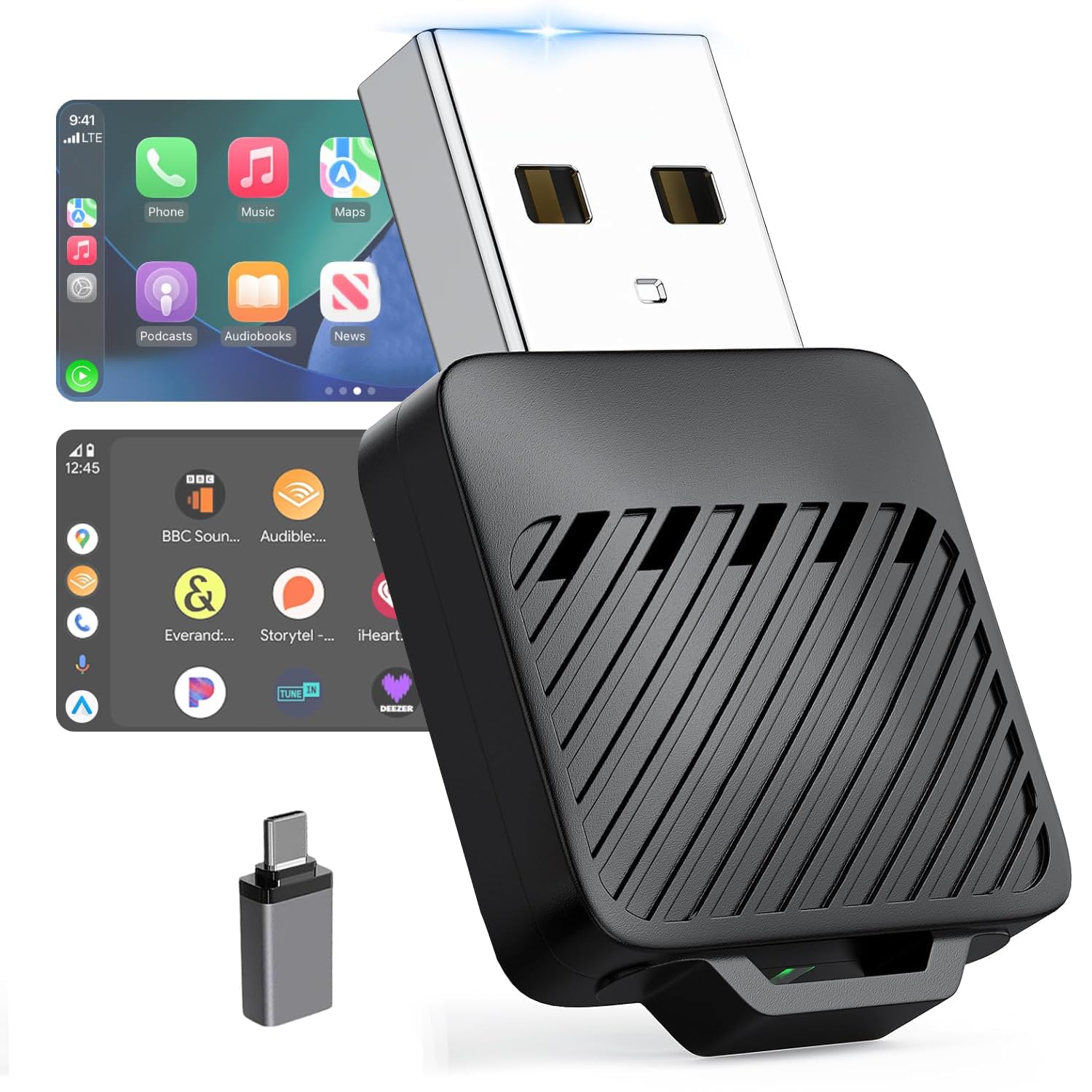 2-in-1 Wireless Car Receiver for Android Auto & CarPlay, Converts Wired to Wireless, Bluetooth Plug & Play Receiver – Compatible with OEM Factory-Fitted Wired Systems (Black)-image-8