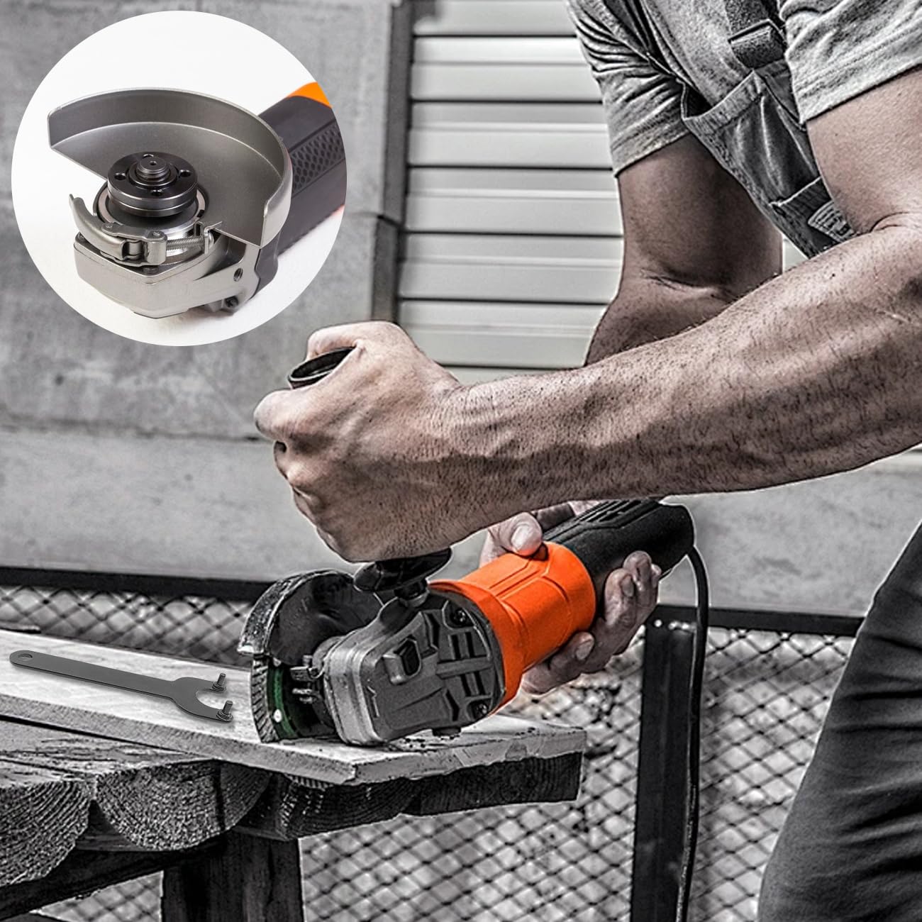 Lot de 3 écrous de meuleuse d'angle – Écrou de verrouillage en métal à bride 5/8-11 et jeu de clés compatibles avec les meuleuses d'angle Dewalt, Milwaukee, Bosch, Ryobi, Black & Decker, Metabo, 11,4