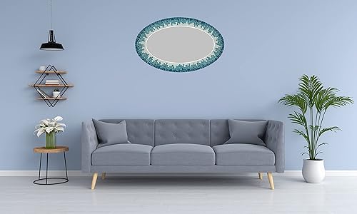 Miniatura 7 de Espejo de mosaico, decoración artística de pared, espejo de pared decorativo hecho a mano, azul mar, turquesa, espejo de mosaico blanco, ovalado de