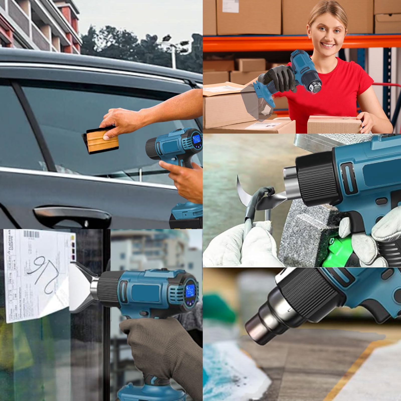 Pistola termica a batteria compatibile con batteria Makita da 18 V, con regolazione del volume d'aria a 2 livelli, temperatura fino a 550 °C e 7 ugelli per saldatura, piegatura di tubi (senza batterie