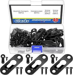 Glarks 180 perchas individuales de 16 x 45 mm, color níquel/bronce/negro, soportes de cierre resistentes con tornillo de una sola placa para colgar (negro)