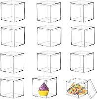 Vista 16 de Cajas de acrílico de 12 piezas, caja de corazón de acrílico transparente con tapas, cubo de cristal en forma de corazón, caja de almacenamiento