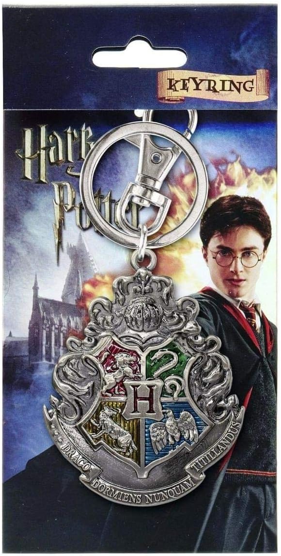 Harry Potter Hogwarts School Crest Pewter Keychain,Multi-colored