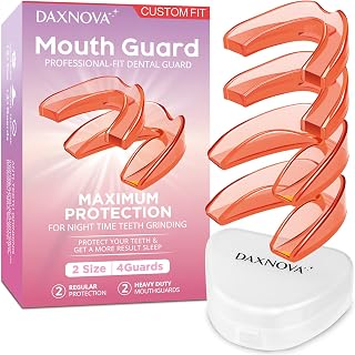 DAXNOVA Mouth Guard for clenching Teeth at Night, Sleeping Mouth Guard for Grinding and clenching, Including 2 Regular and 2 Heavy Duty Guard