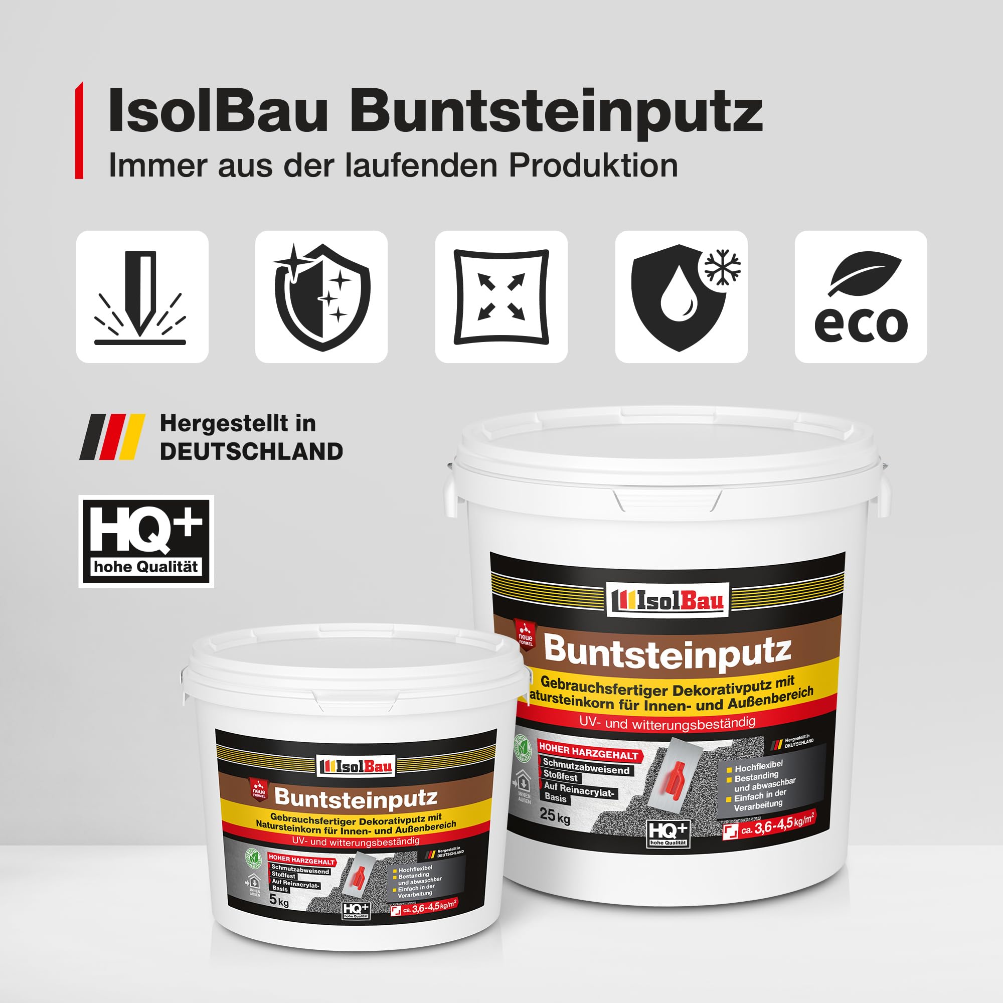 Isolbau Buntsteinputz - Mosaikputz für Innen & Außen - frostsicher, wasserfest, stoßfest - BP10 (Weiß, Grau, Schwarz), 25 kg