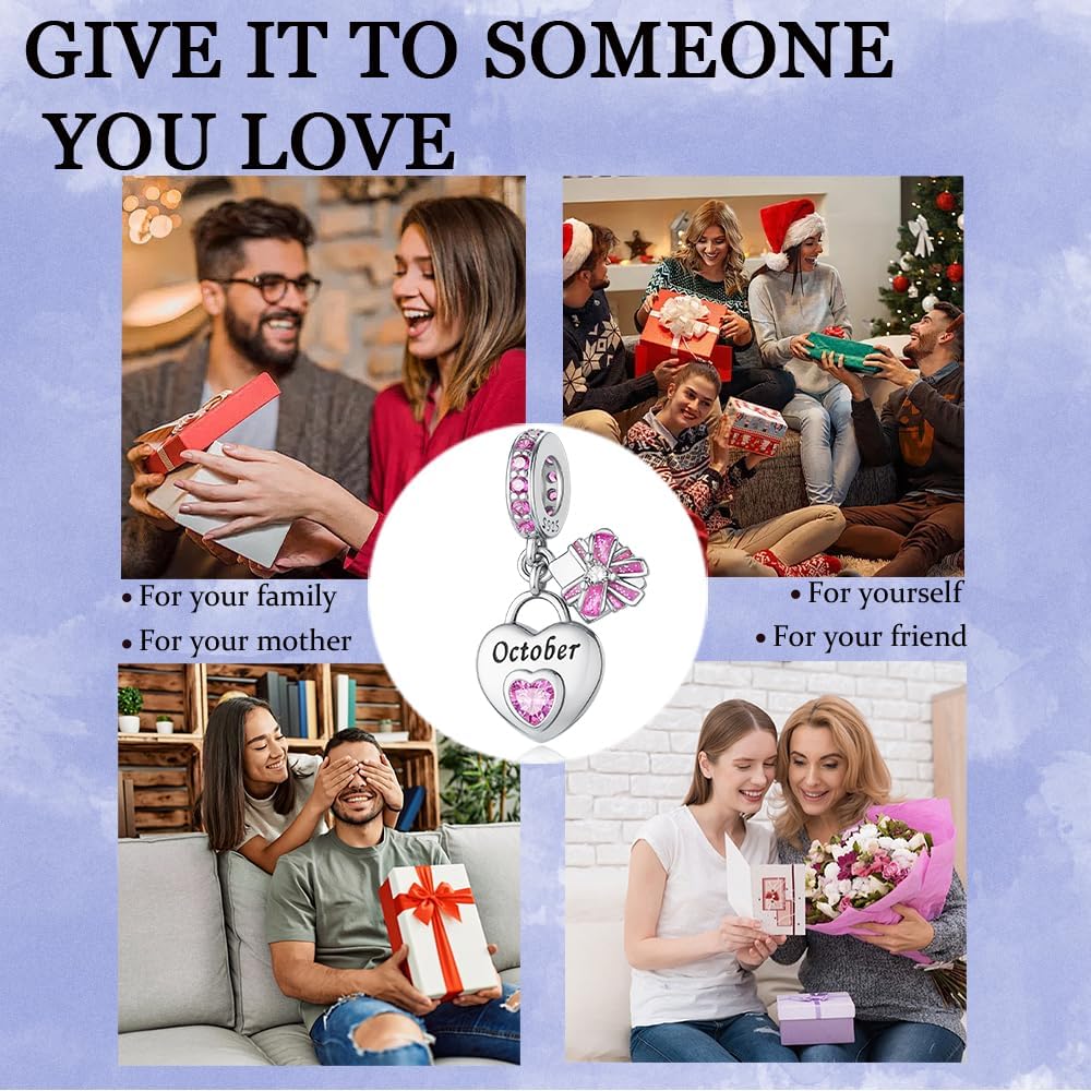 925 Sterling Silver Birthstone Charms Fit for Bracelet and Necklace Happy Birthday Charm Mother's Day Jewelry Gift for Women - Image 6