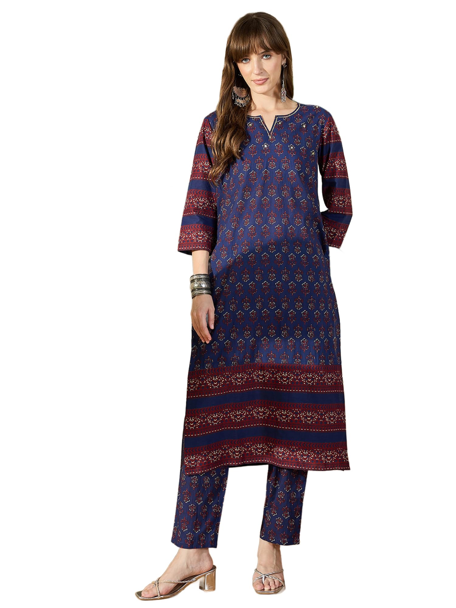 indo era Women Pure Cotton Kurta Palazzo Set | Printed Kurta with Palazzo Pants | Summer Friendly, Office Wear Co-Ord Set | Co Ord Set For Women Stylish-picture-26
