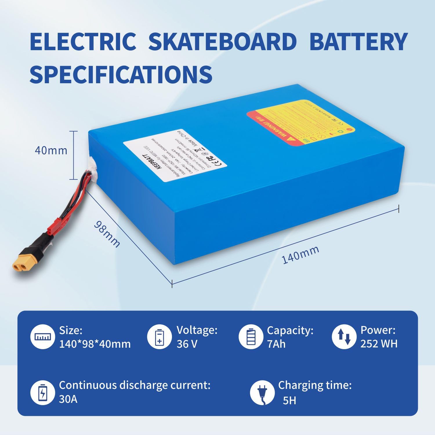 36V 7Ah 252 Wh Replacement Battery Pack Ideal for Meepo V3(S) Standard MINI 2 Standard Mini 2S E Skateboard