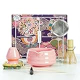 Matcha Set, Matcha Whisk Set Includes Matcha Bowl with Spout, Bamboo Whisk, Matcha Whisk Holder, Sifter, Scoop, Spoon Holder, Tea Towel- 7pcs Perfect Matcha Kit for Matcha Tea Ceremony