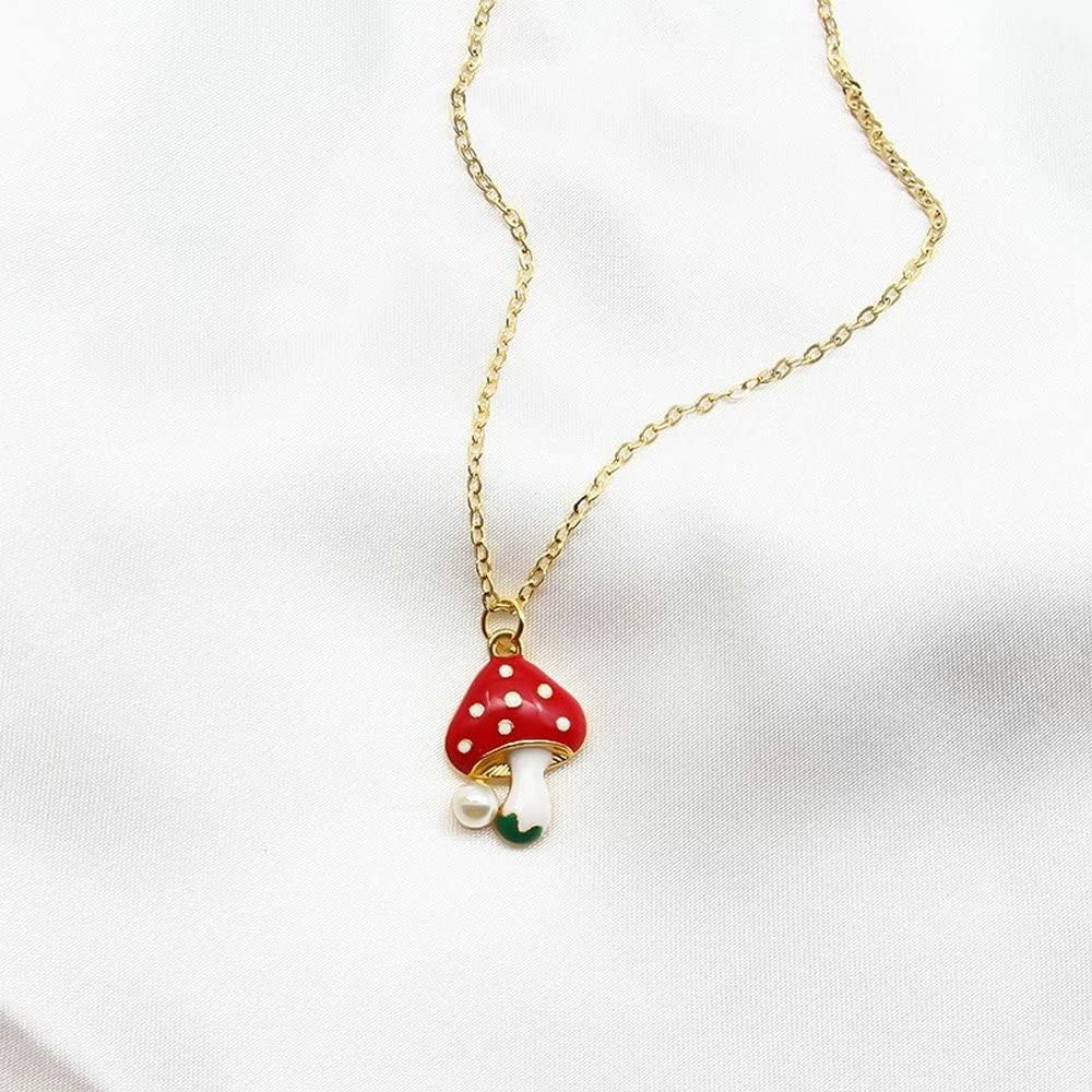 Pack 3 Cute Mushroom Pendant Chain Necklace for Three Best Friends | Daughter Gold Dainty Fashion Friendship Christmas Birthday Jewelry Gifts