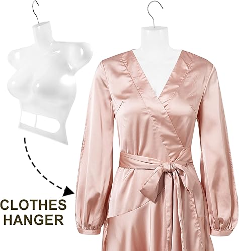 Miniatura 9 de Colgador de ropa de torso de maniquí femenino de 5 piezas para mostrar trajes de baño, vestidos y blusas, plástico ligero y confiable con gancho,