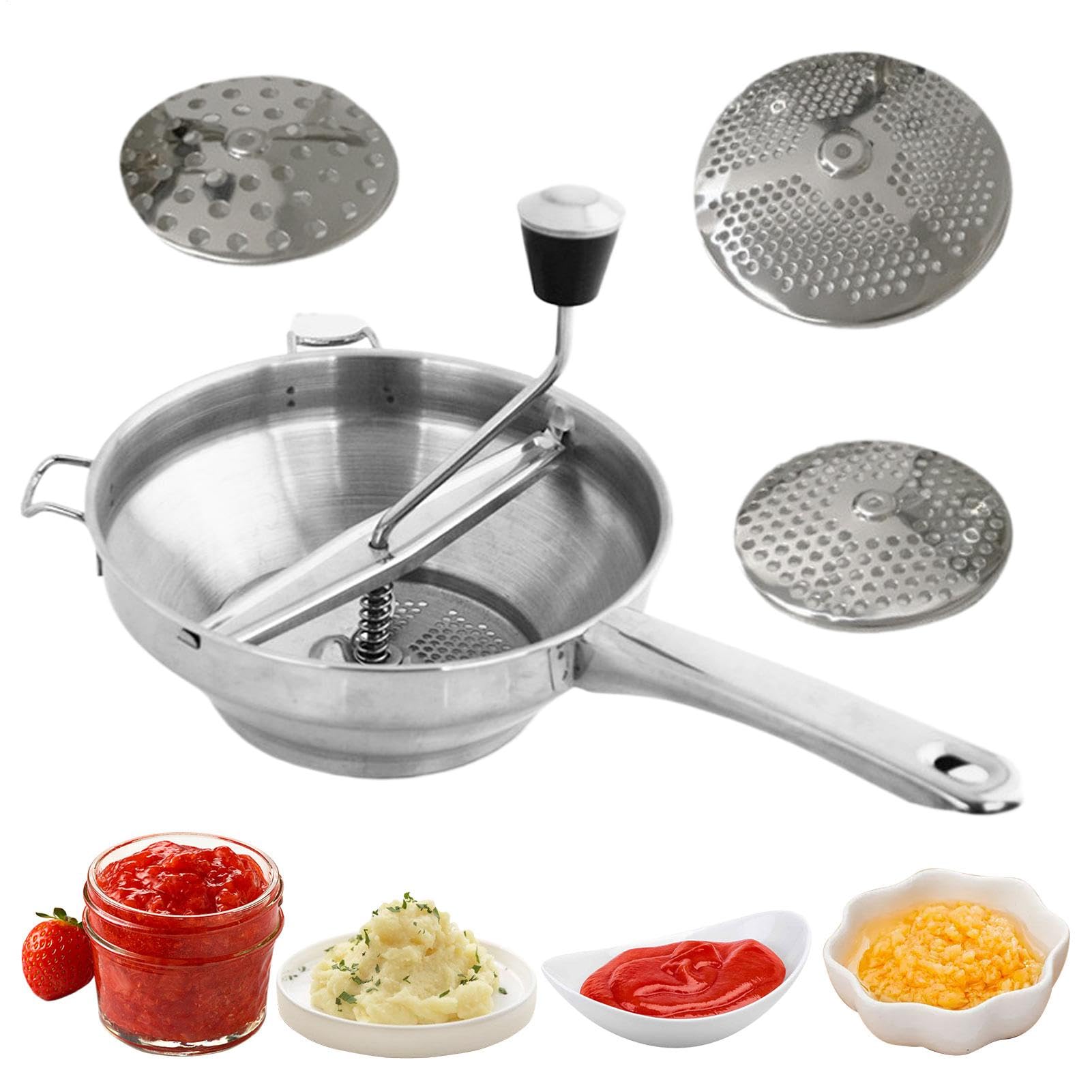 Moulin de cuisine rotatif manuel anti-fatigue pour purées lisses sans morceaux