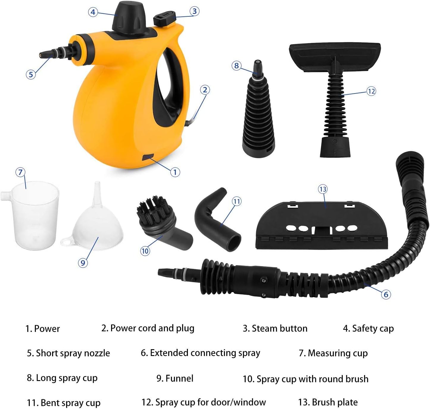 Handheld Steam Cleaner, Pressurized Steam Cleaner with 9-Piece Accessory Set Multi-Purpose and Multi-Surface All Natural, Chemical-Free Steam Cleaning for Home, Kitchen, Auto, Patio