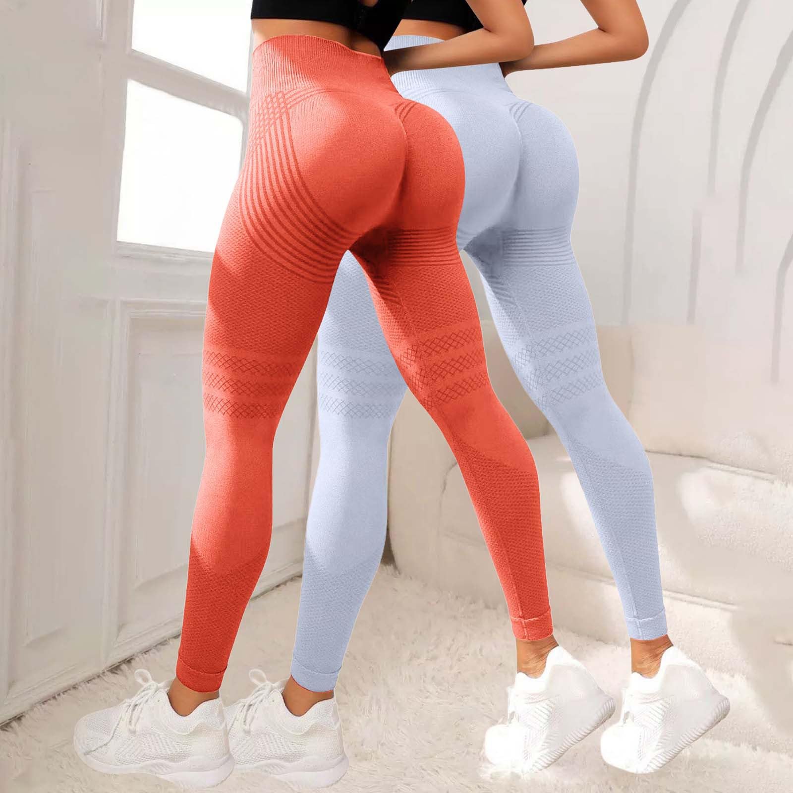 2 leggings da palestra da donna anti cellulite leggings da corsa a compressione 3D a vita alta leggings sportivi scrunch culo sollevamento leggings senza cuciture controllo della pancia dimagranti