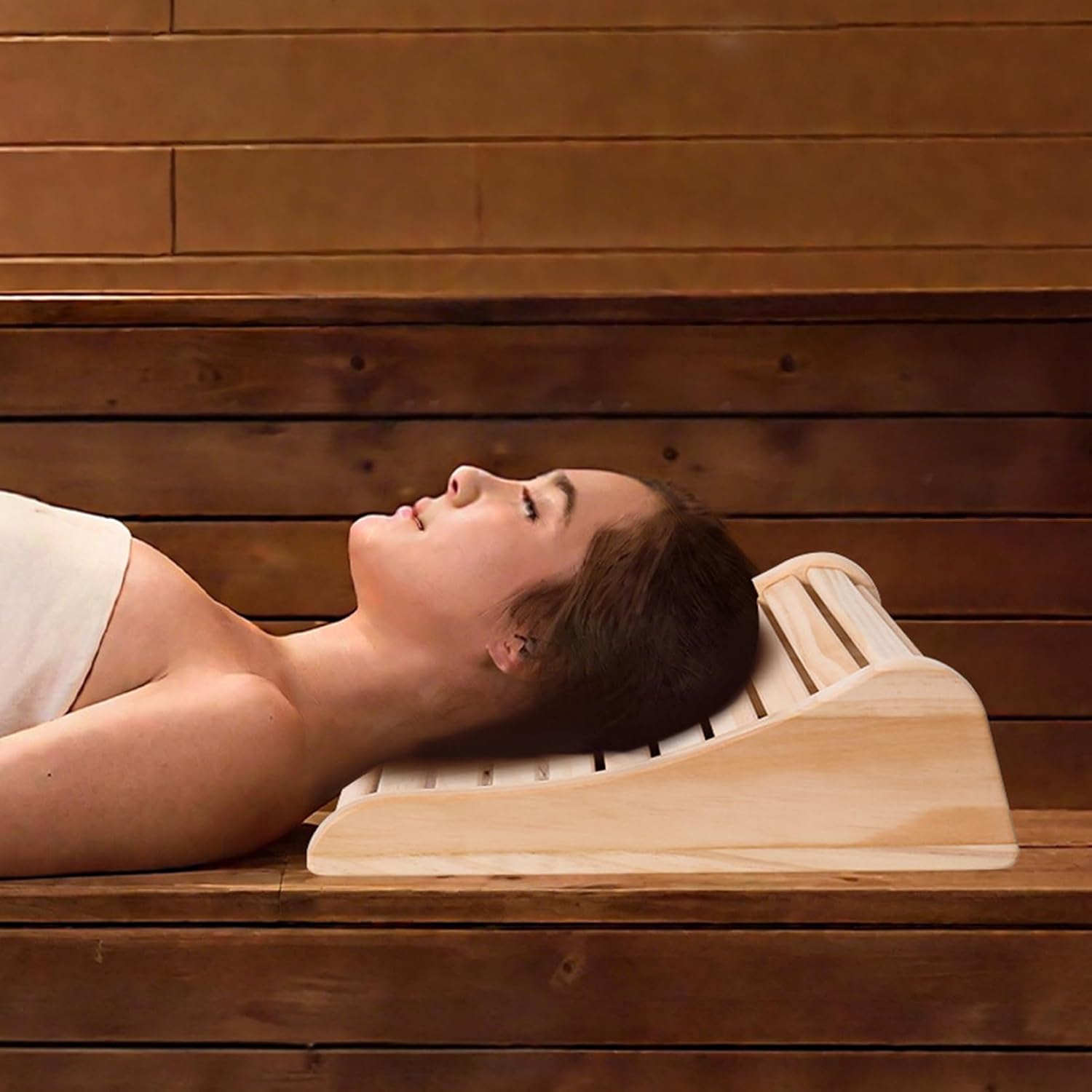 Sauna Headrest, 2PCS Hollow-Out Wooden Neck Support Pillow for Infrared, Traditional, Barrel, Steam Sauna