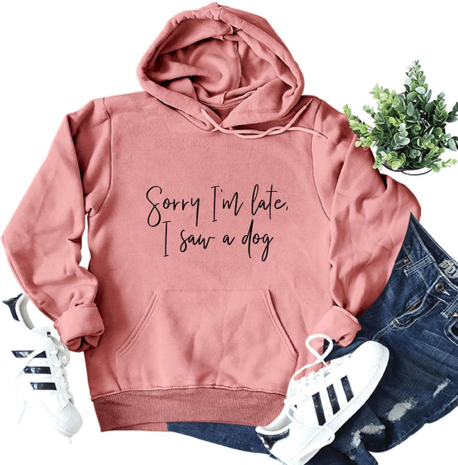 Sorry I'm Late I Saw a Dog Hoodie for Women, Funny Hooded Sweatshirt, Dog Lover Gift