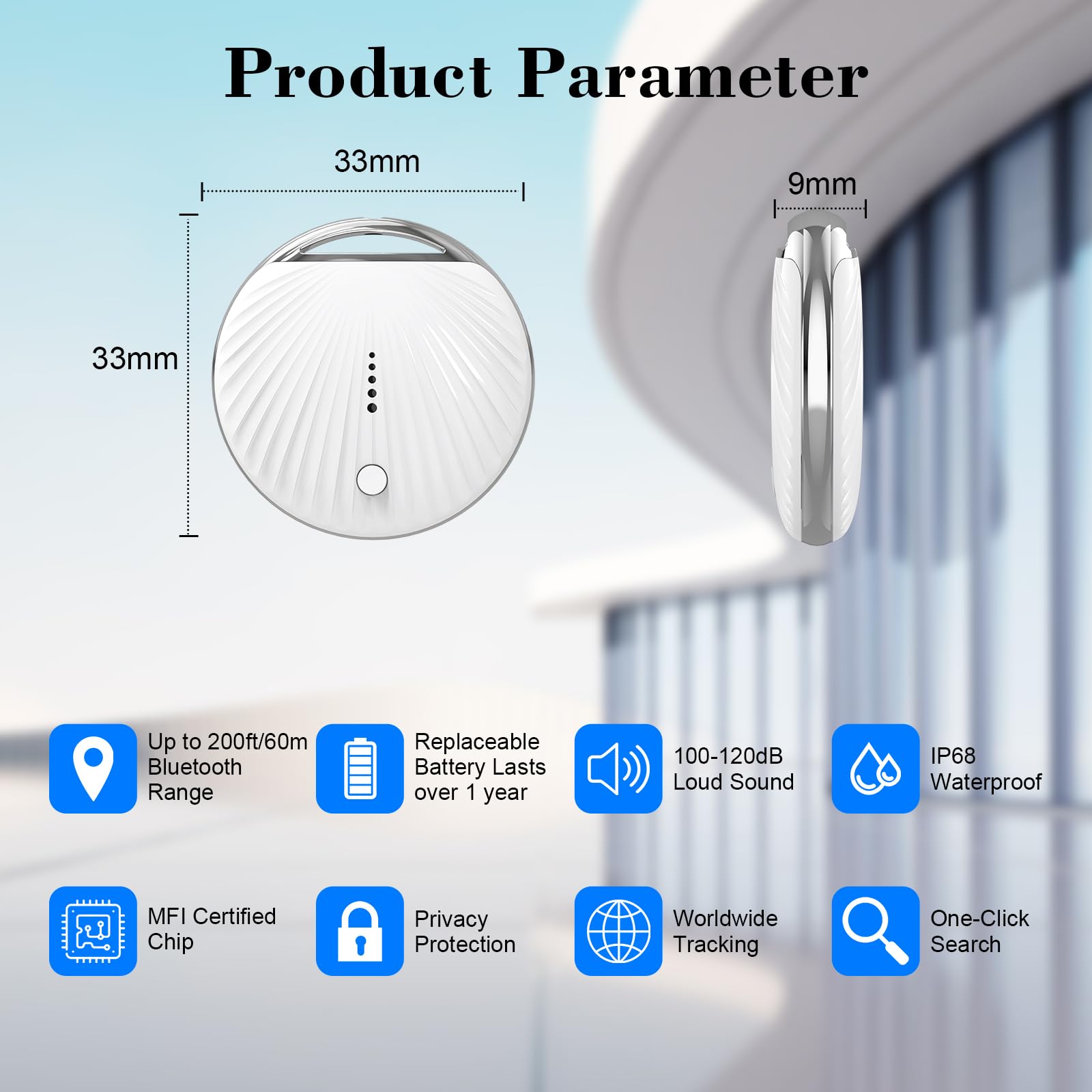 Balise de suivi d'air, étiquettes intelligentes, tracker Bluetooth pour animaux de compagnie Apple Find My, batterie remplaçable, étanche IP68, localisateur de clés et localisateur d'articles pour