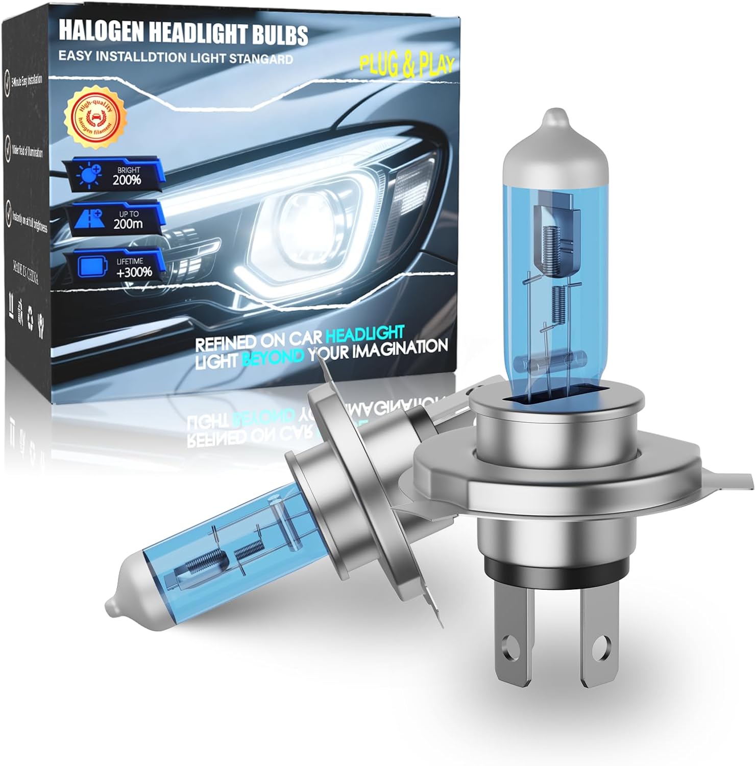 Upgraded Halogen Headlight Bulbs Fit For 1997-2004 & 2007-2014 Honda CRV,9003/H4 High Low Beam Combo Kit,Ultra Bright 6000K Light,Broader View,Plug and Play,Pack of 2