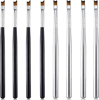 OIIKI 8pcs French Tip Nail Brushes, Oblique Head Nail Brushes for Manicure, Half Moon Shape Nail Brushes, Nail Drawing Pe...