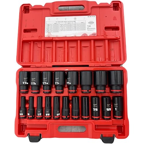 Milwaukee ShockWave 1/2 in. drive SAE 6 Point Deep Impact Rated Socket Set 19 pc