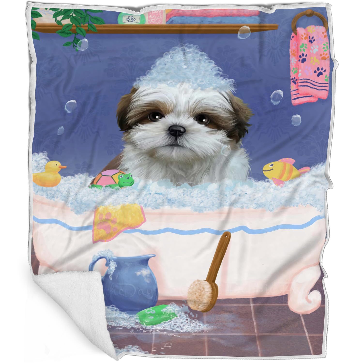 Kuscheldecke Mit Shih Tzu-Muster – 127 X 152 Cm, Aus Weichem Flanell, Perfekt Für Hundeliebhaber