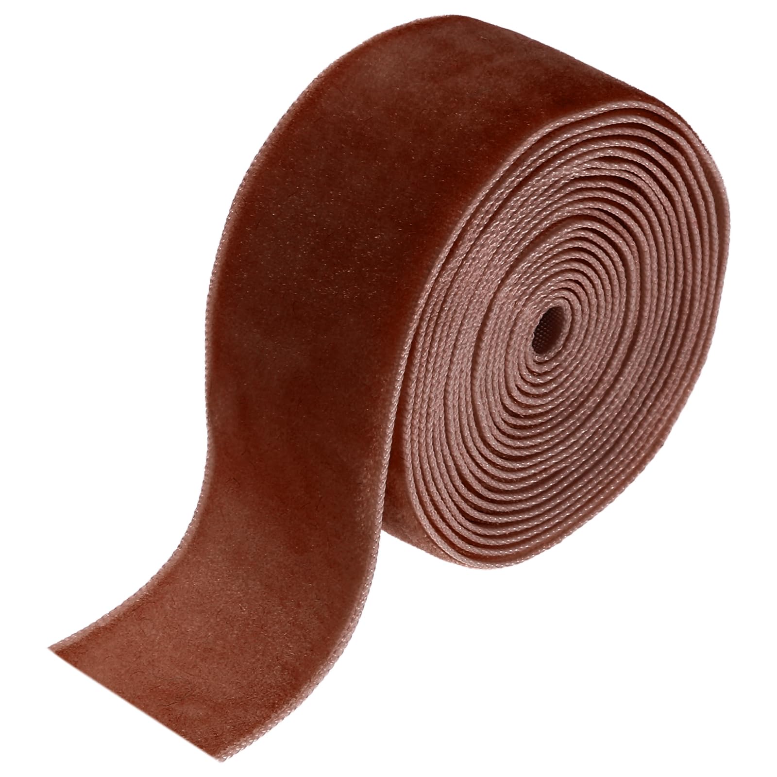 sourcing map Velvet Ribbon 2.5cm x 1.8m Single Face Spool Brown โ image 1