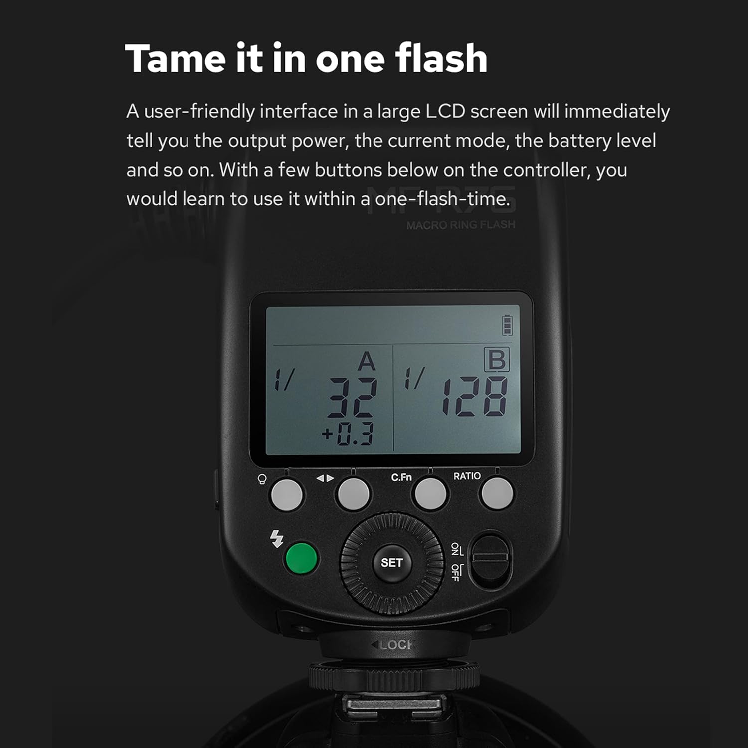 Godox MF-R76 76Ws 5000K Macro Ring Flash Speedlight with 8 Adapter Ring for Indoor Outdoor Macro Photography, Compatible with Canon Nikon Sony Pentax Fujifilm Olympus Panasonic Cameras