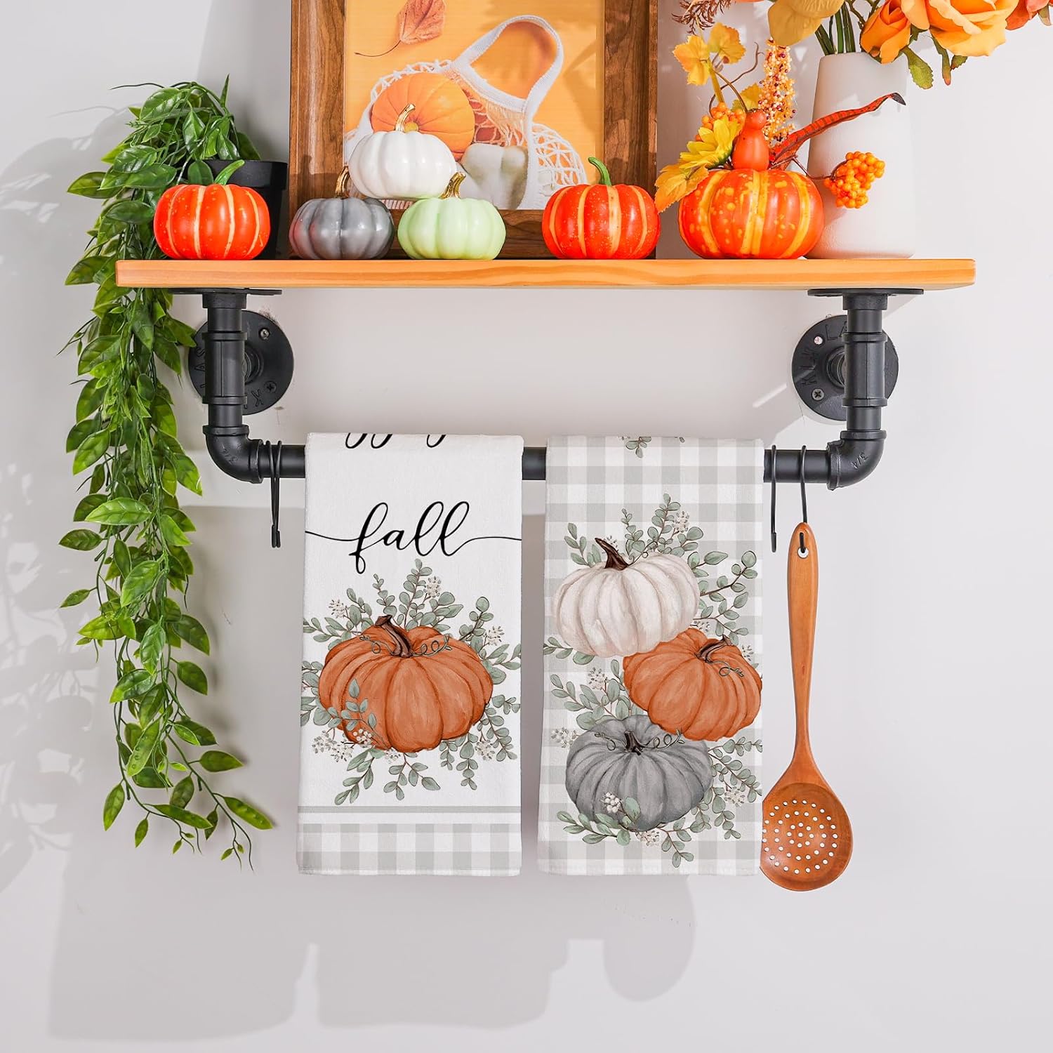 Siilues Fall Kitchen Towels 18 x 26 Inch Set of 2, Fall Dish Towels Pumpkin Decorations for Home Happy Fall Decor Seasonal Thanksgiving Decorations for Home Kitchen Decor Hand Towels - Image 4