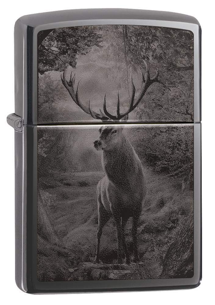 Zippo Deer Design Black Ice Pocket Lighter