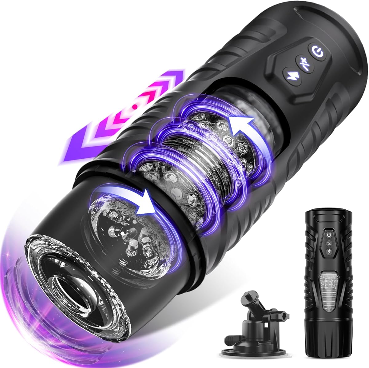 Automatic Male Masturbator Sex Toys for Men - Adult Toy Male Sex Toys with 7 Thrusting & 7 Rotating Modes,Hands Free Pocket Pussy Sex Machine with Visual Window & Mounting Base, Electric Thrusting Cup