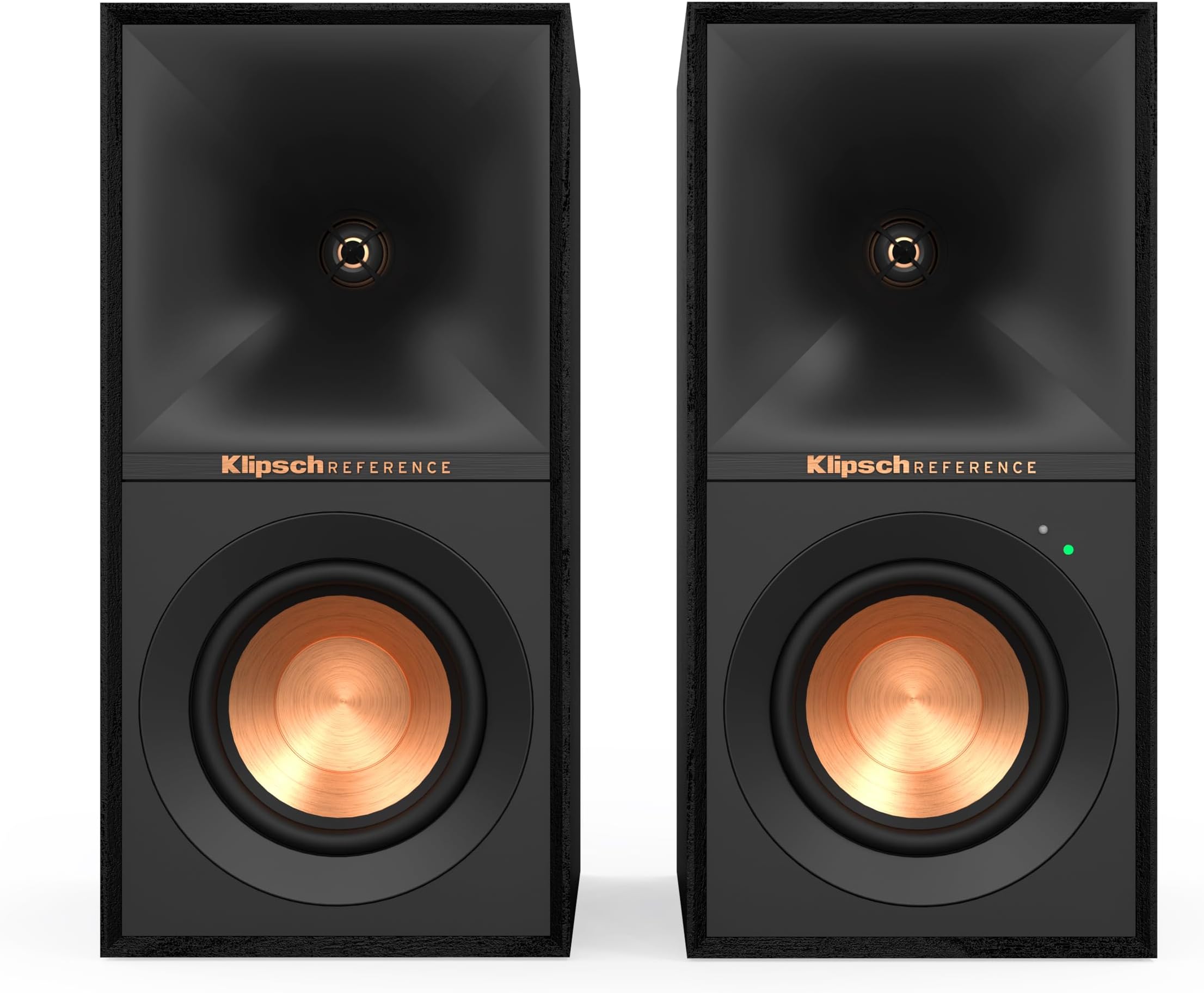 Reference R-40PM Powered Bookshelf Speakers - 90-Degree x 90-Degree Tractrix Horn - Linear Travel Suspension - Sleek, Modern Appearance