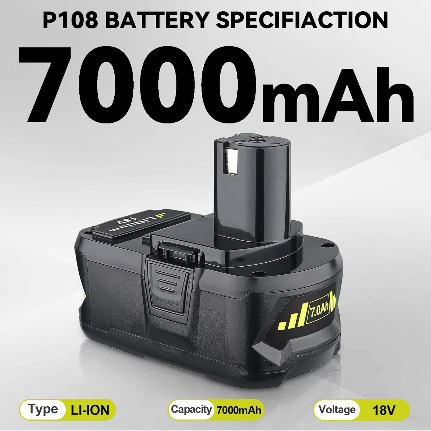 2Packs Upgraded 7.0Ah P108 18V Replacement for Ryobi 18V Battery P102 P103 P104 P105 P107 P109 P122 PBP005 PBP004 PBP003 Cordless Power Tools with Indicator