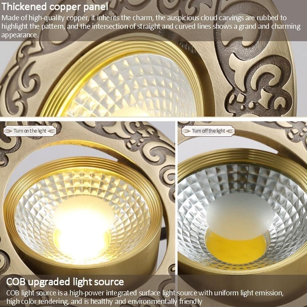 Paquete de 2 focos LED empotrables para Techo, downlights empotrables de 7 W, focos antideslumbrantes, Bisel de latón, Regulables, Kit de Montaje del Bisel.,
