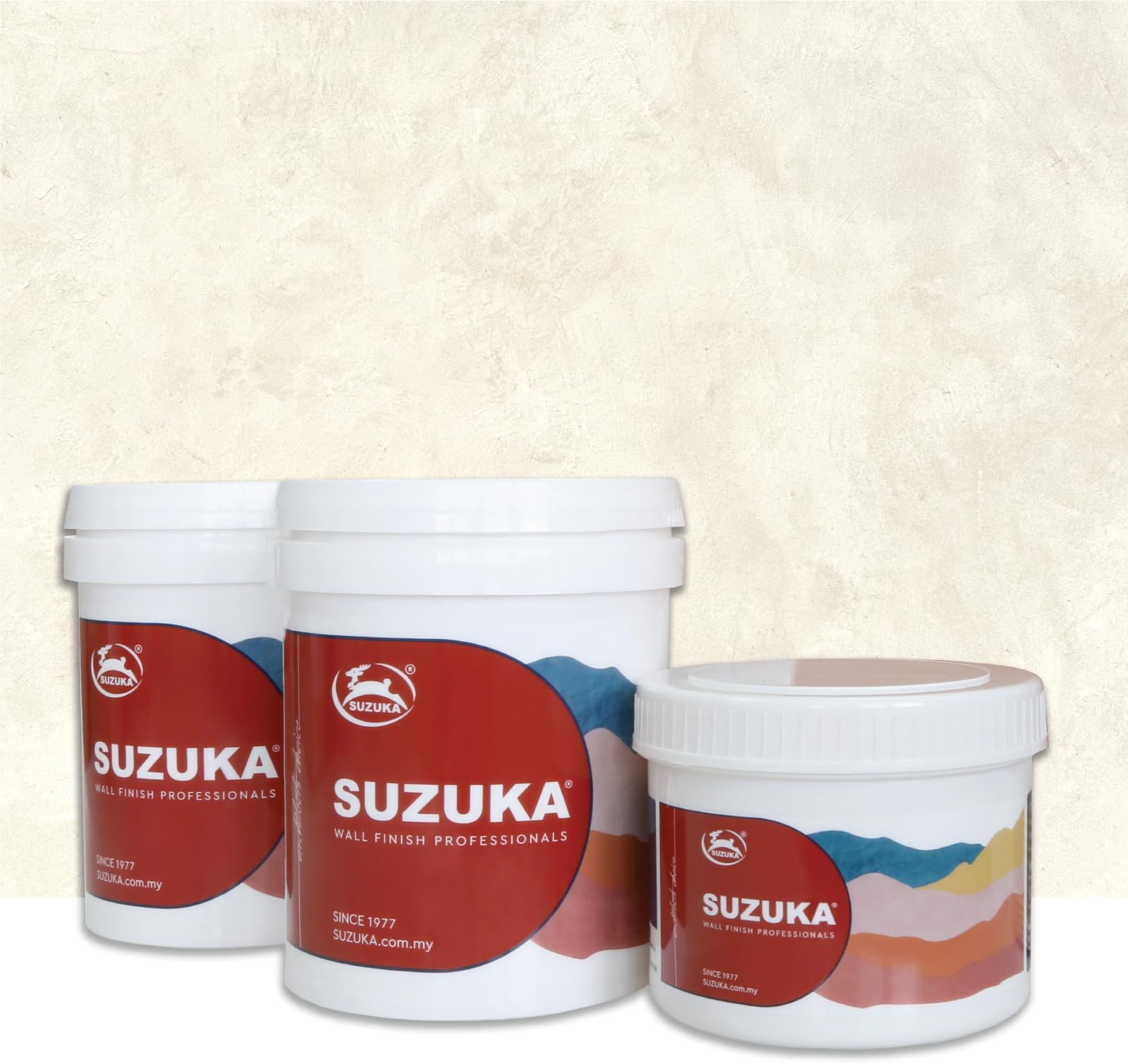 SUZUKA Strato Texture Limewash Effect Matte Wall Paint SCT-311 - Lime Wash Plaster, Venetian Interior Paint - Primer and Wax Top Coat included - Dove White