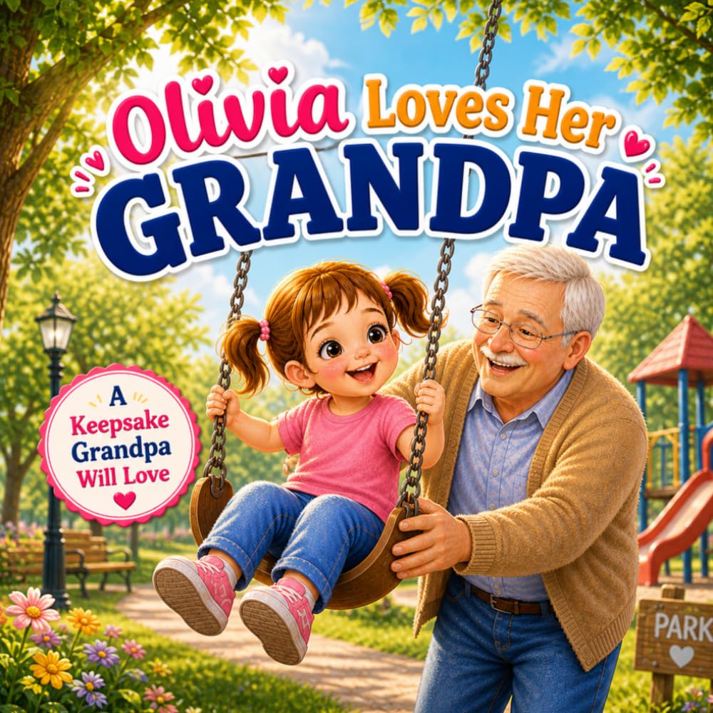 Olivia Loves Her Grandpa: Personalized Granddaughter Gift for Grandfather (Three Hearts Personalized Baby Books (Olivia))