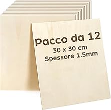 LotFancy 12 Sheets 1.5 mm Plywood 30 x 30 cm Thin Panels for DIY Crafts Laser Plywood Sheets Construction Kit Model Making