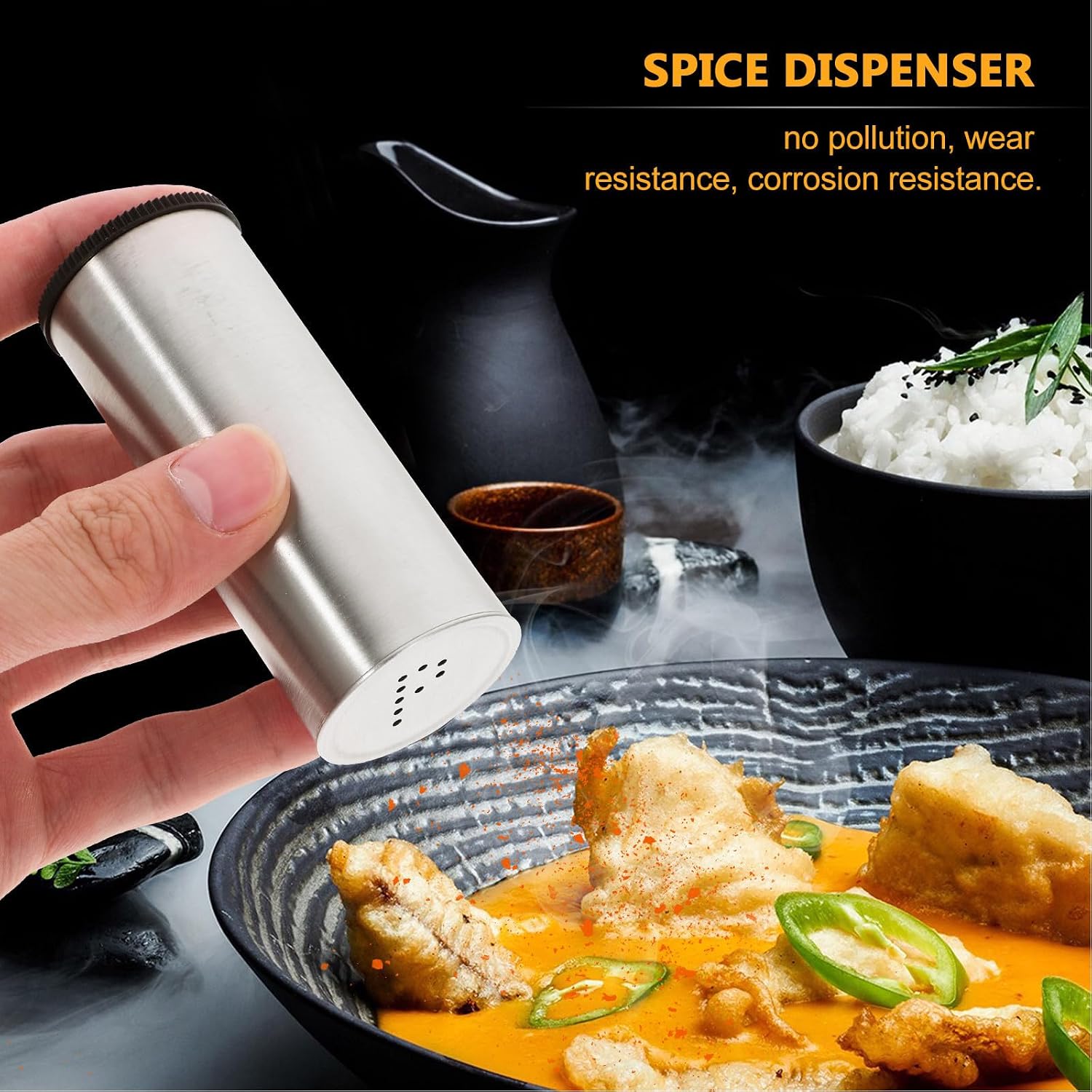 2 Pcs Pepper Shaker Set Stainless Steel PP Portable Spice Dispenser
