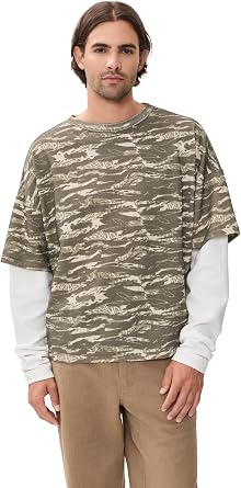 Rhude Mens Tiger Camo Double-Layered Tee