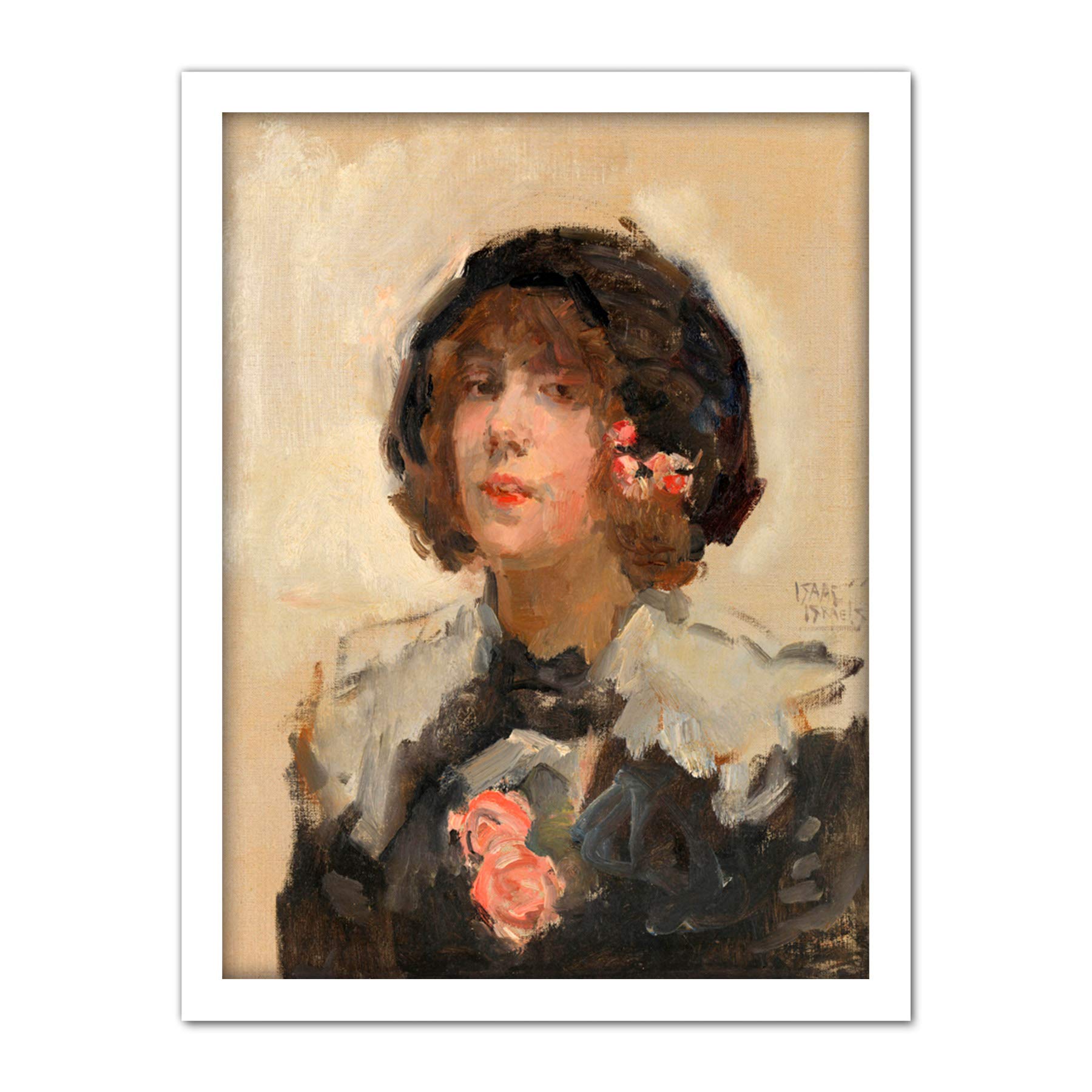 Artery8 Isaac Israels Portrait Of A Woman Painting Artwork Framed Wall Art Print 18X24 Inch
