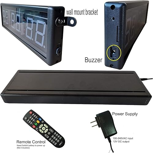 Miniatura 4 de Reloj de gimnasio de intervalo grande para entrenamientos Tamaño 20x4.7 pulgadas. Operado por control remoto