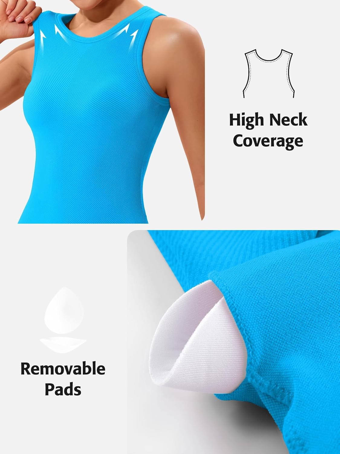 ATTRACO Workout Tank Tops for Women Seamless Full Length Gym Tops Athletic Yoga Top Built in Bra - Image 9