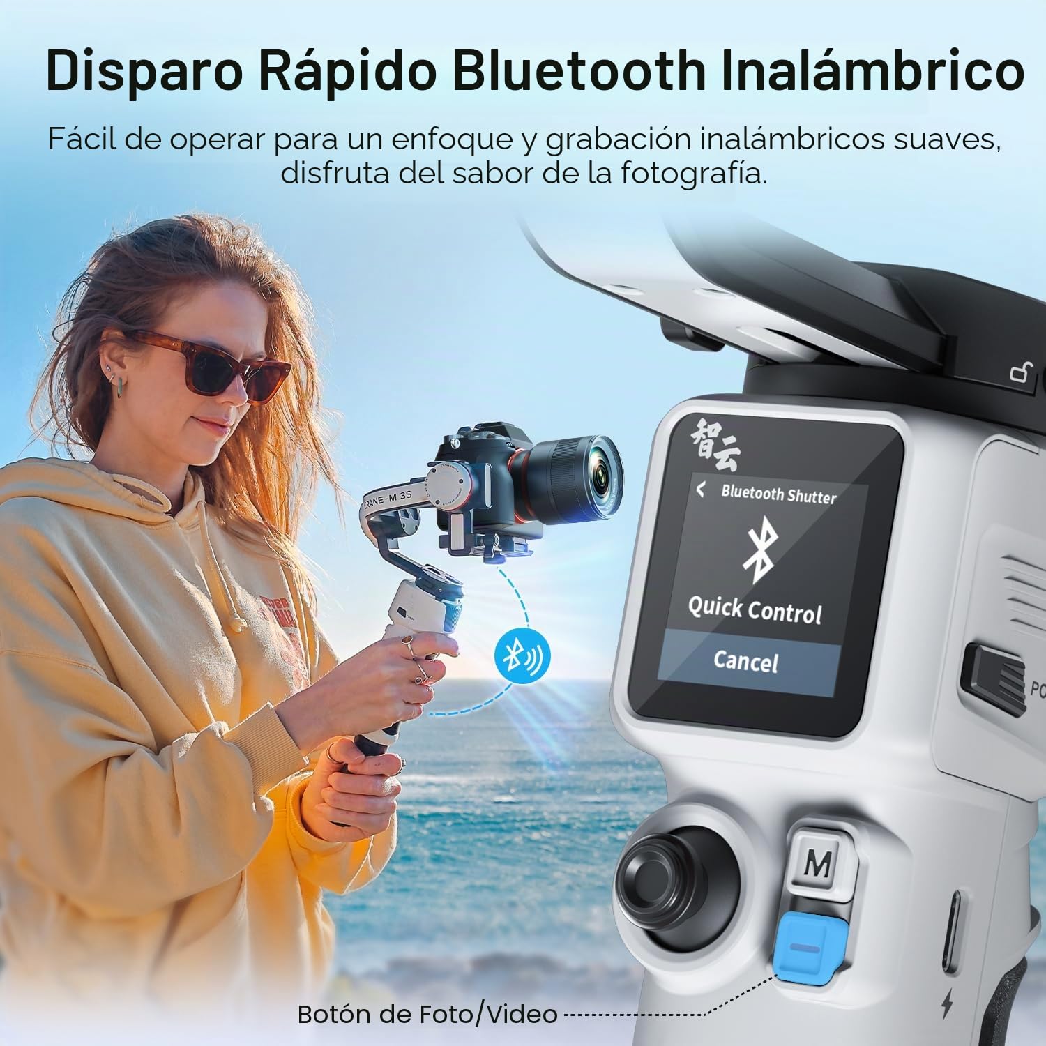Zhiyun Crane M3S Combo [Official] estabilizador cámara de 3 Ejes con luz de Refuerzo, Clip Smartphone, Mochila Trasera, trípode, cámara para cámara de acción compacta, etc