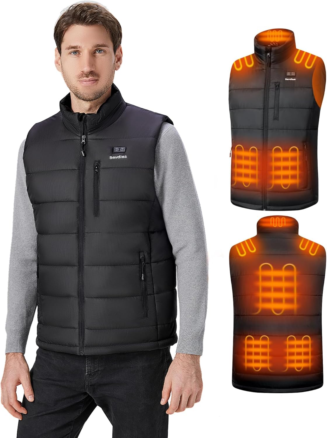 Heated Vest for Men with 16000mAh 7.4V Battery Pack Included，Warming Electric Heating Vest Rechargeable for Cycling